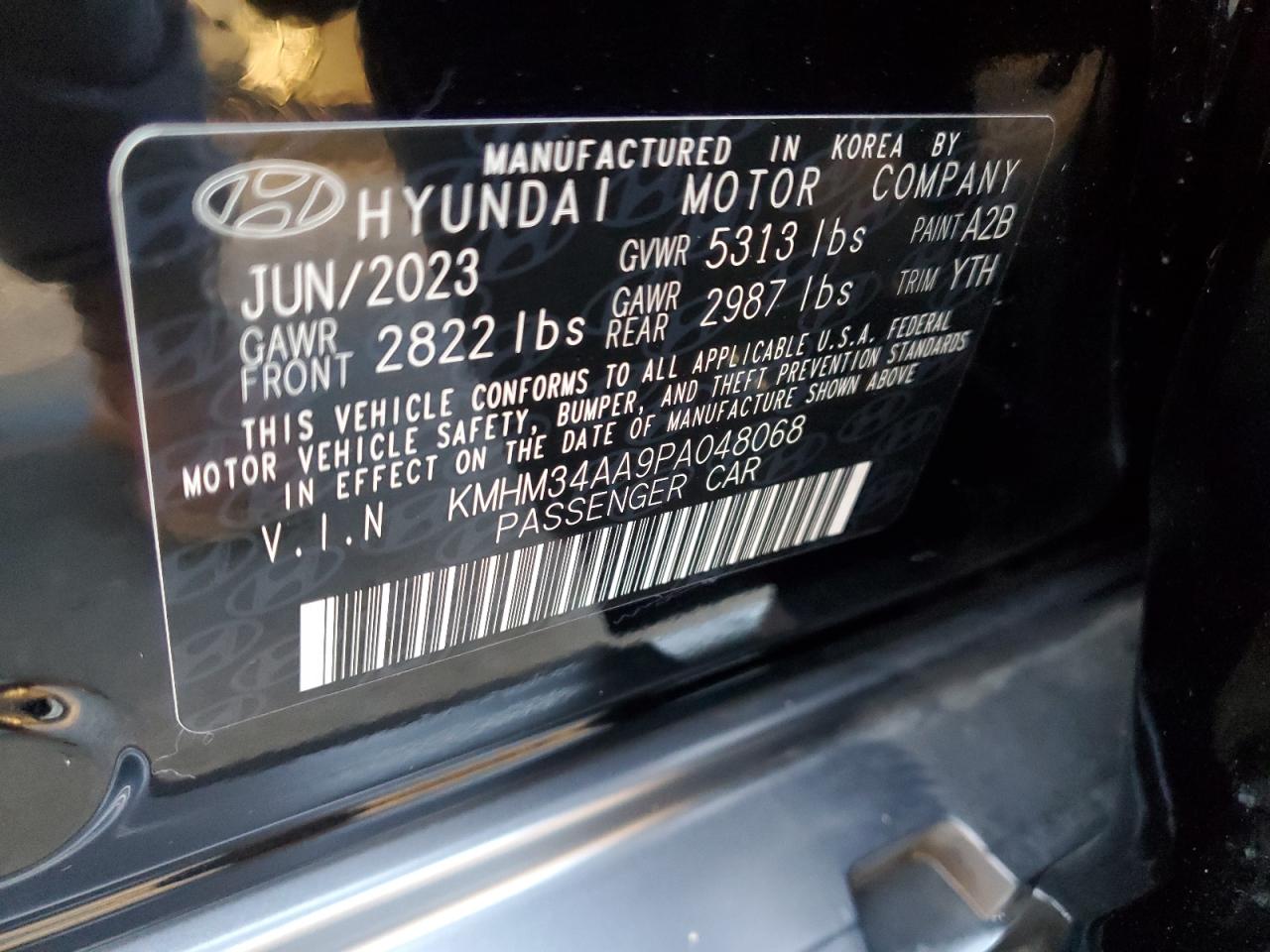 2023 HYUNDAI IONIQ 6 SEL VIN:KMHM34AA9PA048068