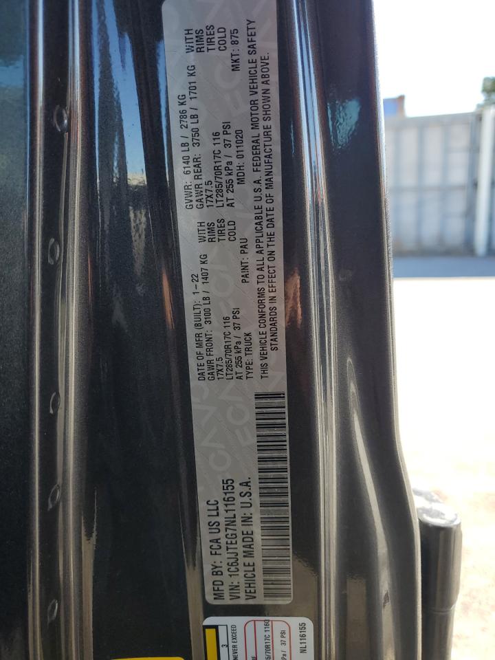 2022 JEEP GLADIATOR MOJAVE VIN:1C6JJTEG7NL116155