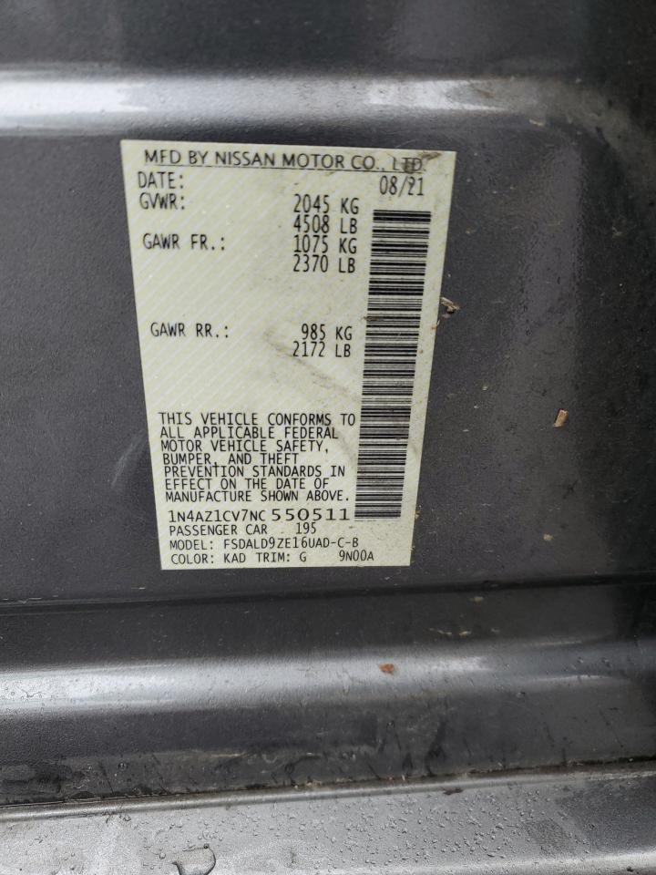 2022 NISSAN LEAF SV VIN:1N4AZ1CV7NC550511