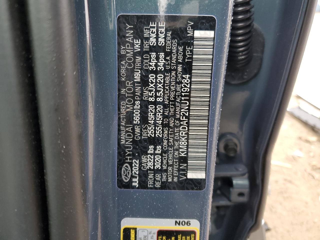 2022 HYUNDAI IONIQ 5 LIMITED VIN:KM8KRDAF2NU119284