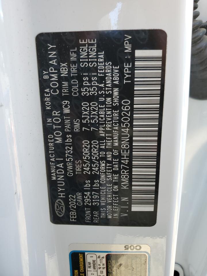 2022 HYUNDAI PALISADE CALLIGRAPHY VIN:KM8R74HE8NU450260