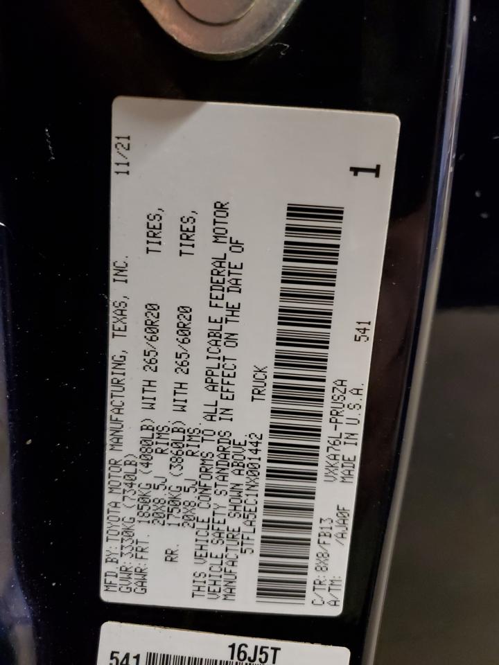 2022 TOYOTA TUNDRA CREWMAX SR5 VIN:5TFLA5EC1NX001442