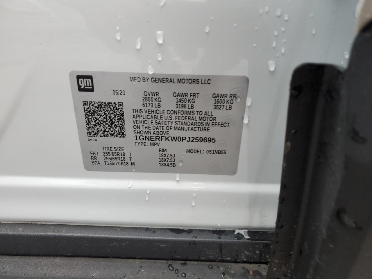 2023 CHEVROLET TRAVERSE LS VIN:1GNERFKW0PJ259695