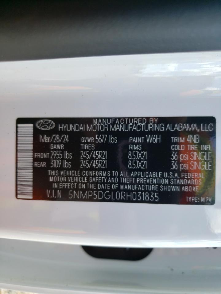 2024 HYUNDAI SANTA FE CALLIGRAPHY VIN:5NMP5DGL0RH031835