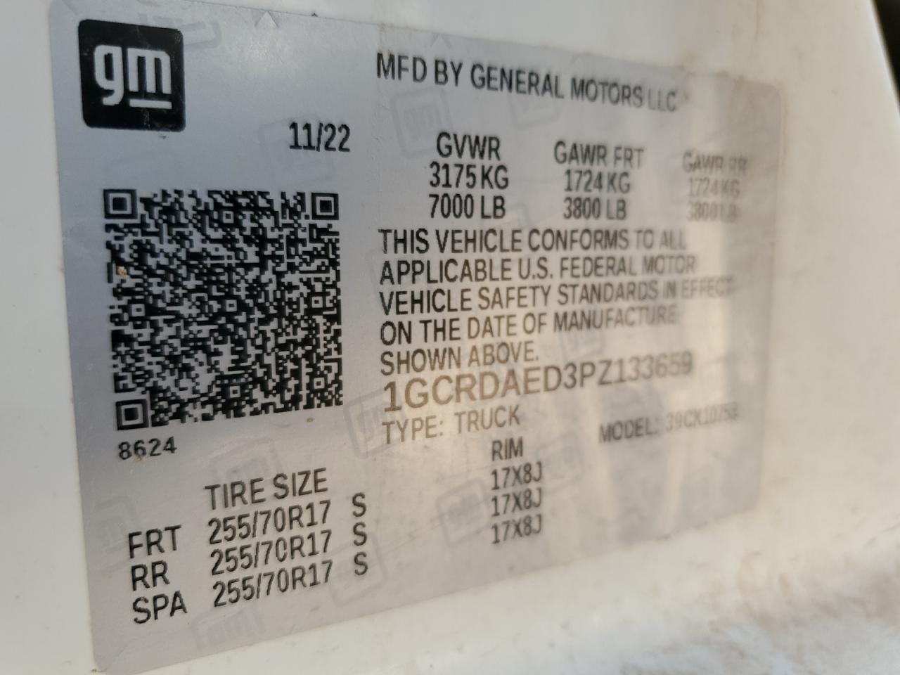 2023 CHEVROLET SILVERADO K1500 VIN:1GCRDAED3PZ133659