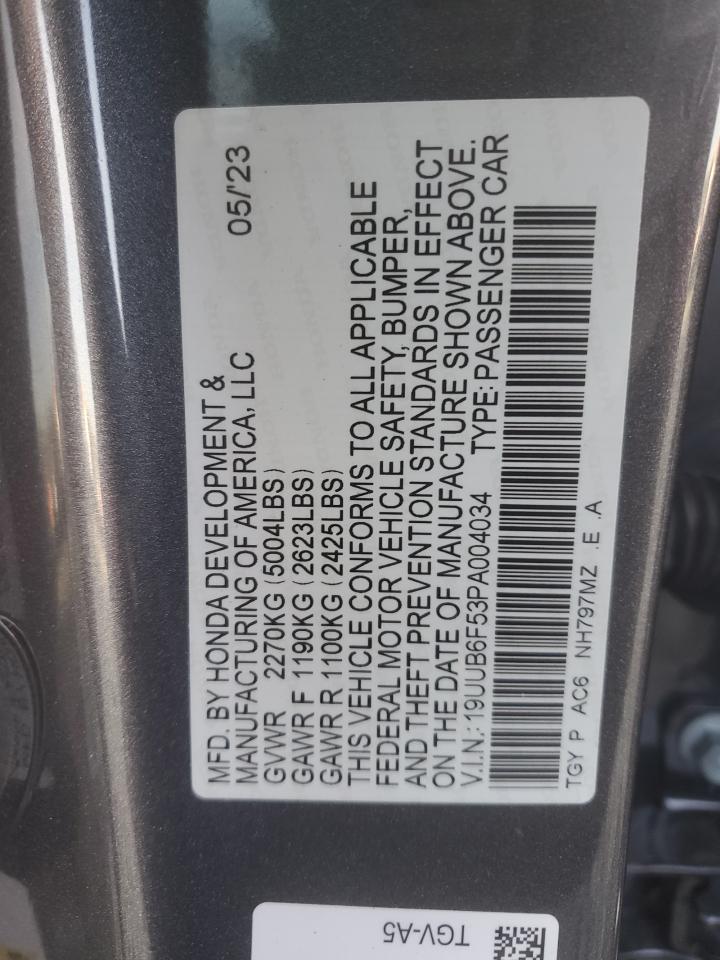 2023 ACURA TLX A-SPEC VIN:19UUB6F53PA004034