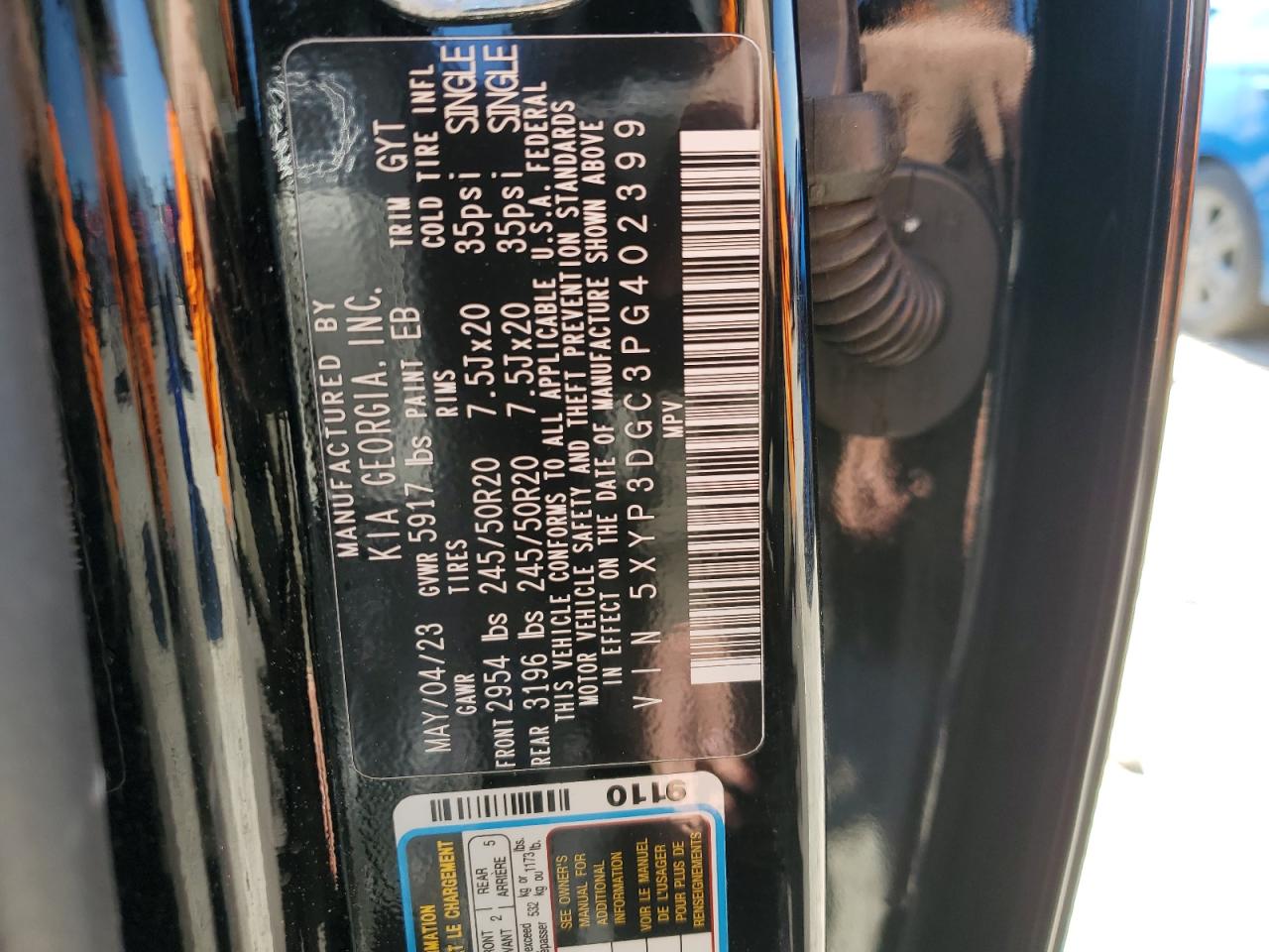 2023 KIA TELLURIDE EX VIN:5XYP3DGC3PG402399