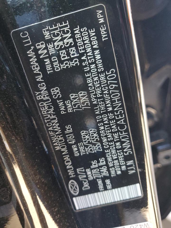 2022 HYUNDAI TUCSON SEL VIN:2FMDK39C69BA82446