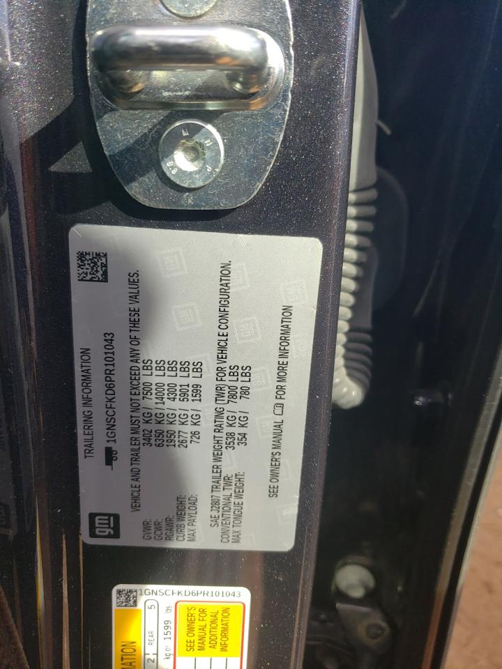 2023 CHEVROLET SUBURBAN C1500 PREMIER VIN:1GNSCFKD6PR101043