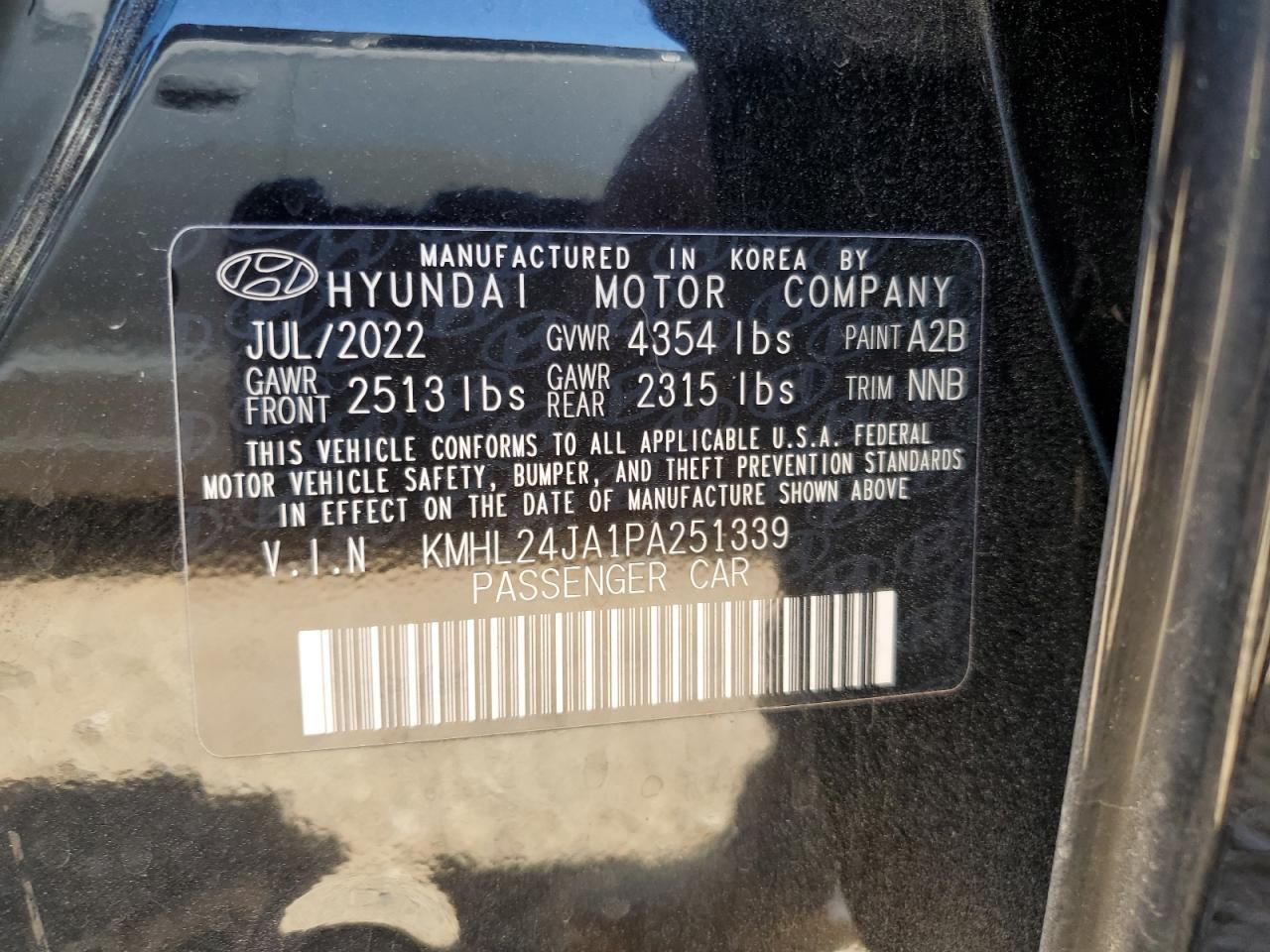 2023 HYUNDAI SONATA SE VIN:KMHL24JA1PA251339