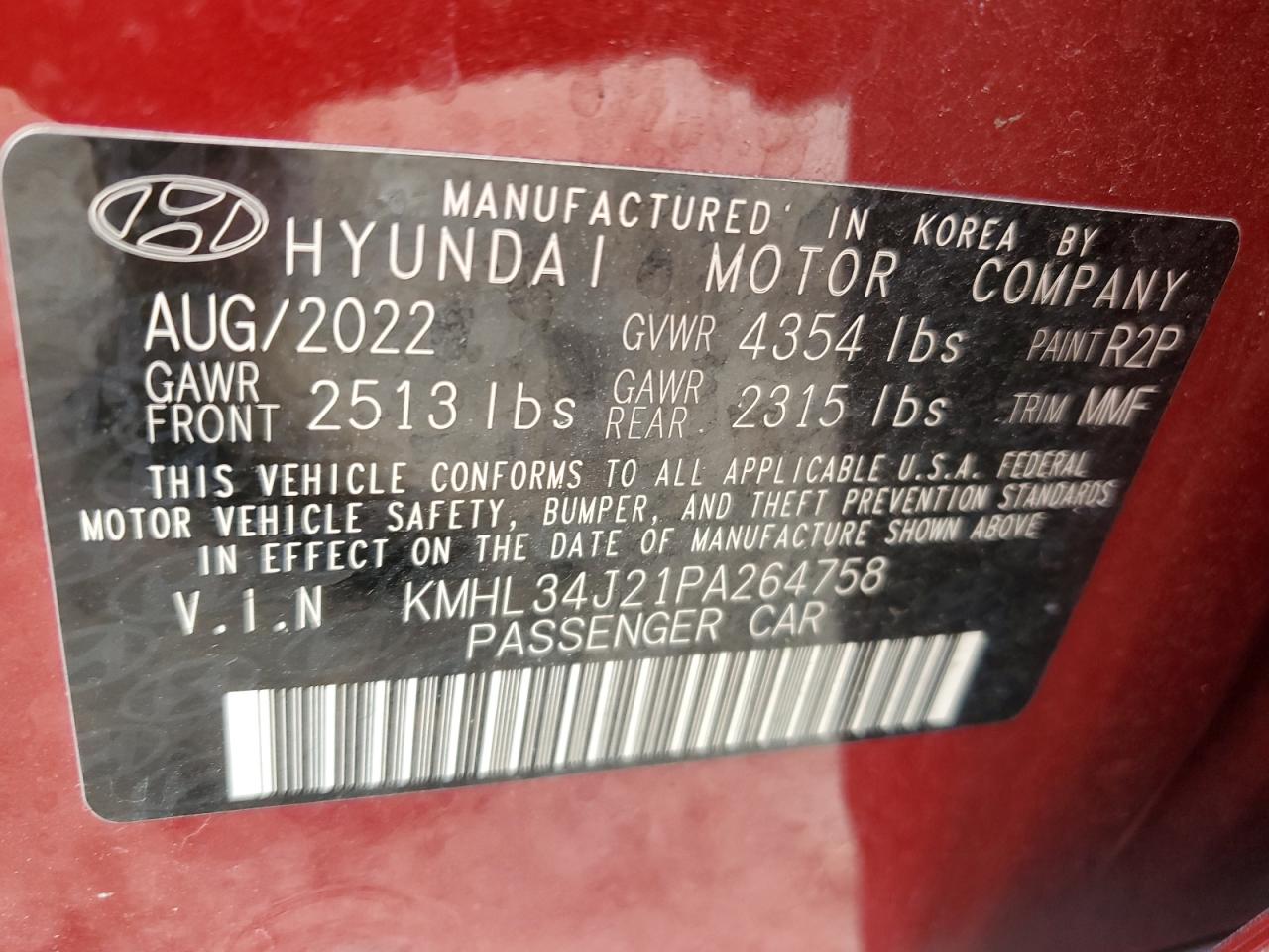 2023 HYUNDAI SONATA LIMITED VIN:KMHL34J21PA264758