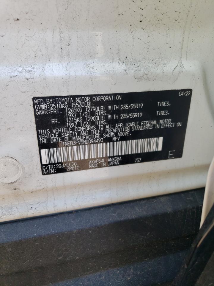 2022 TOYOTA RAV4 PRIME XSE VIN:JTMEB3FV5ND094493