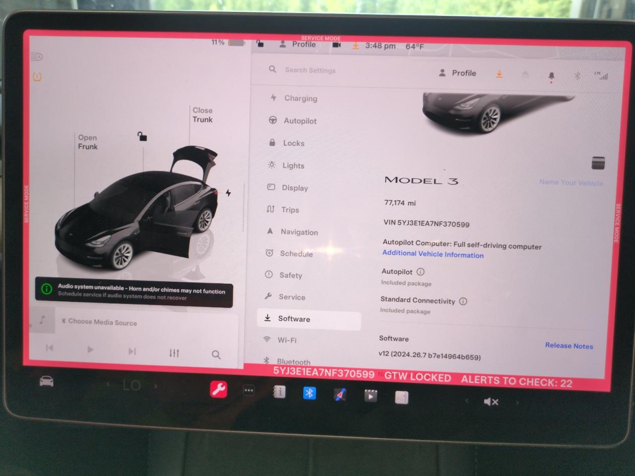 2022 TESLA MODEL 3  VIN:5YJ3E1EA7NF370599