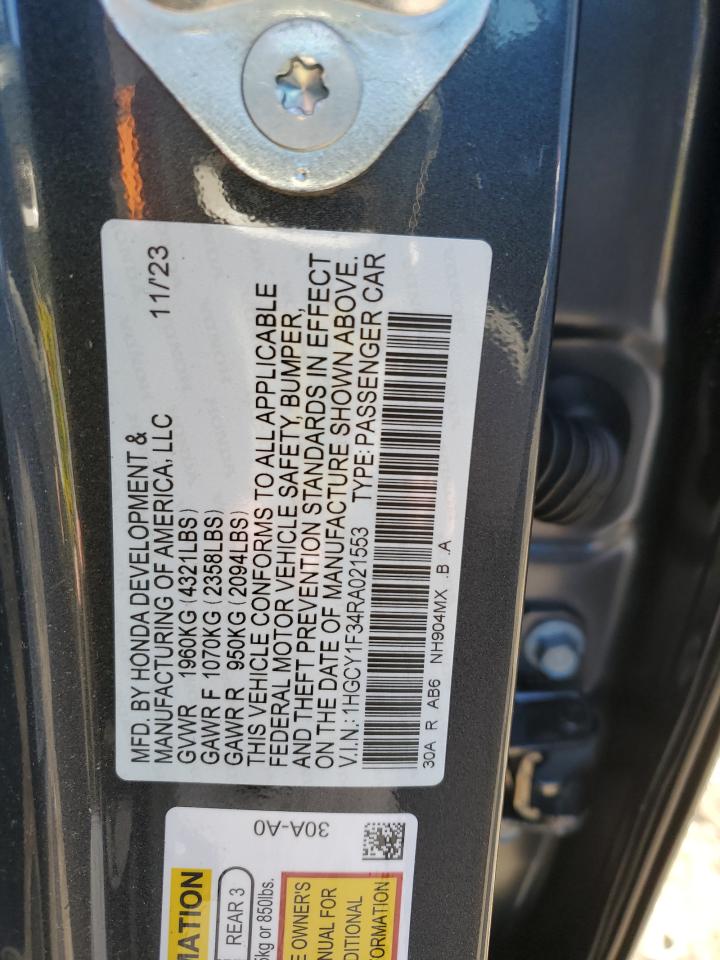 2024 HONDA ACCORD EX VIN:1HGCY1F34RA021553