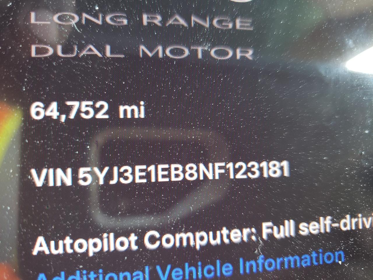 2022 TESLA MODEL 3  VIN:5YJ3E1EB8NF123181