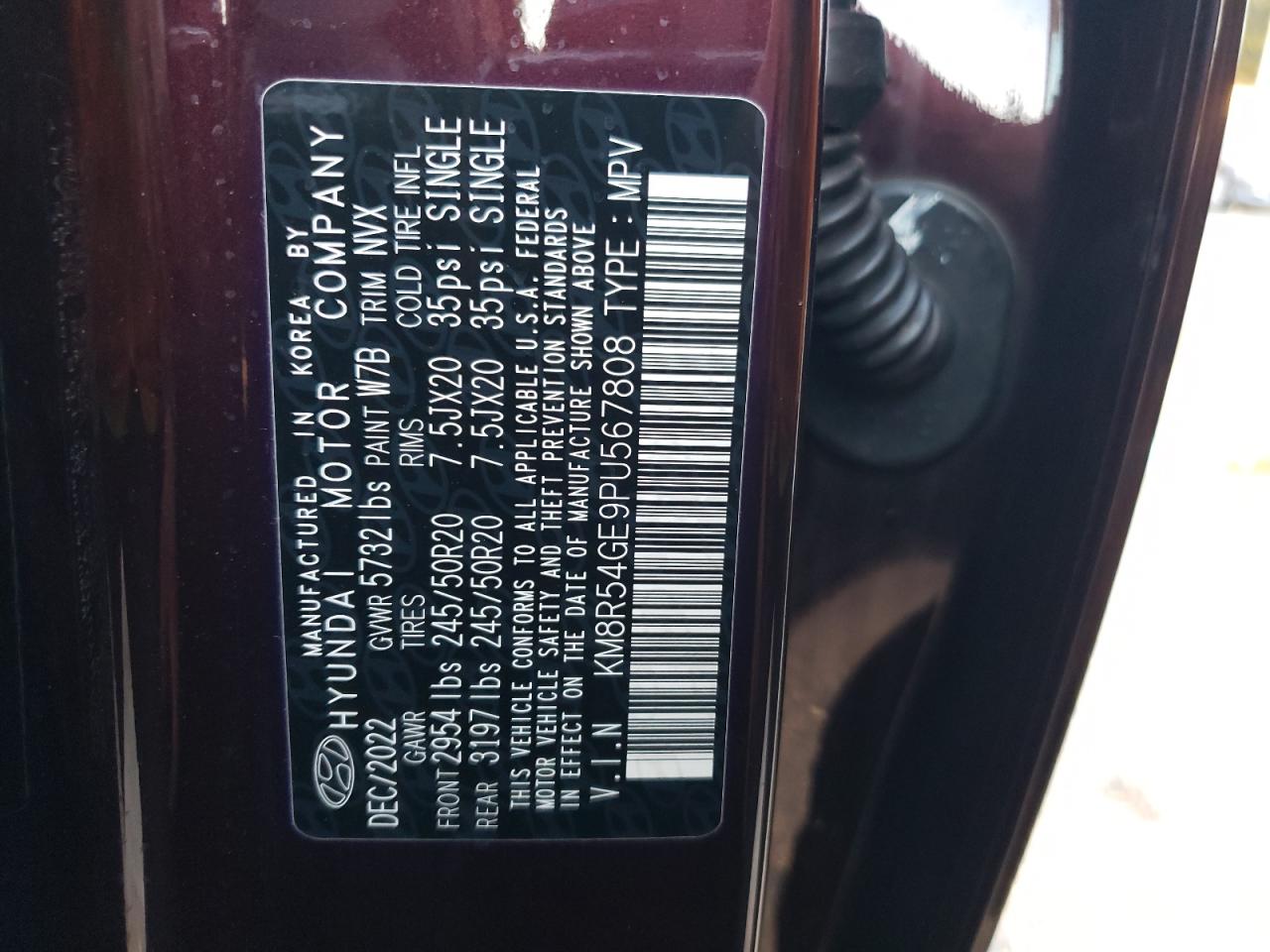 2023 HYUNDAI PALISADE LIMITED VIN:KM8R54GE9PU567808