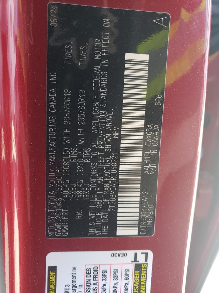 2024 LEXUS RX 350H BASE VIN:2T2BBMCA5RC048221