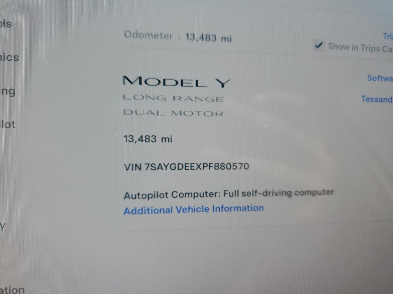 2023 TESLA MODEL Y  VIN:7SAYGDEEXPF880570
