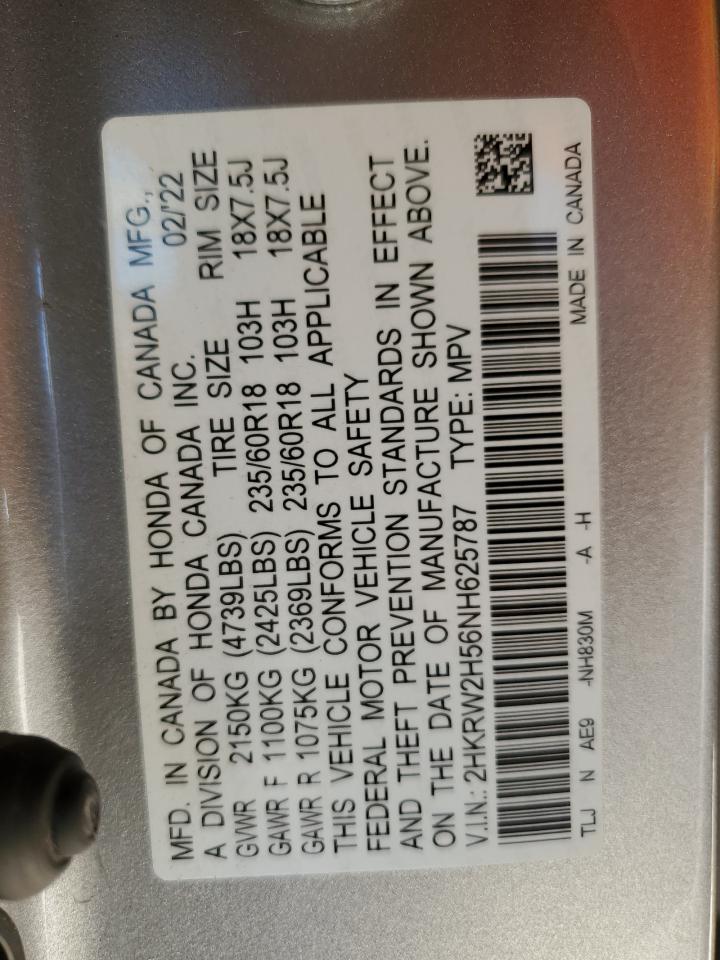 2022 HONDA CR-V EX VIN:2HKRW2H56NH625787