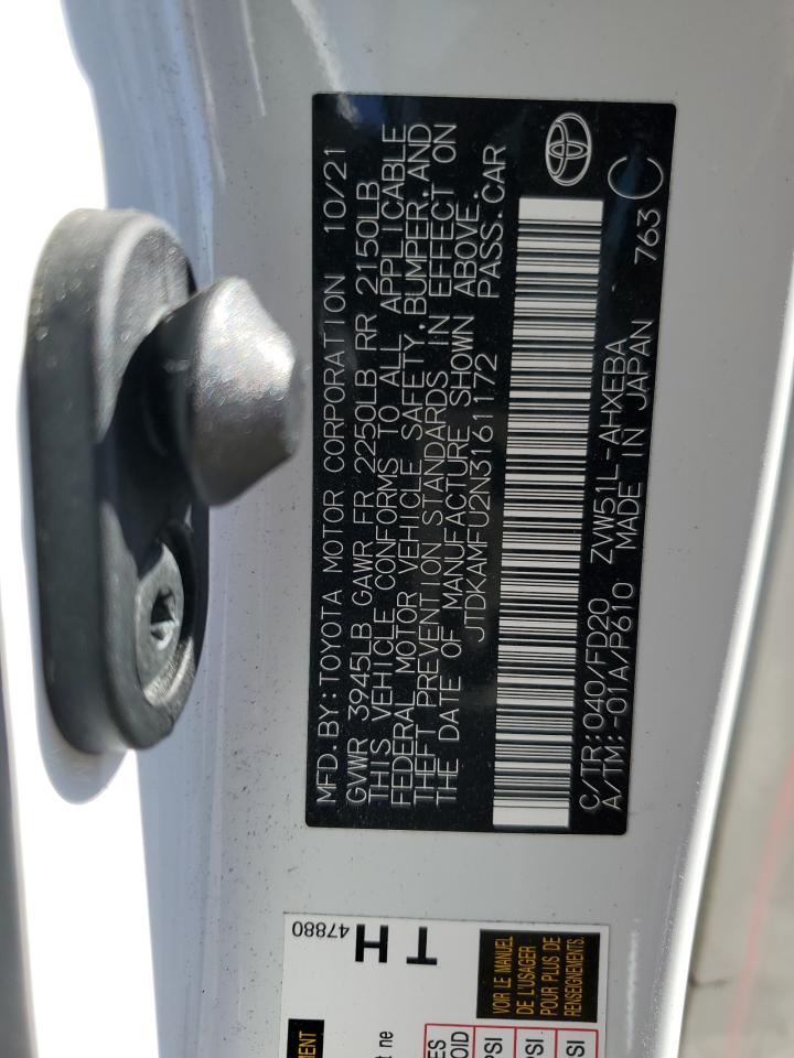 2022 TOYOTA PRIUS NIGHT SHADE VIN:JTDKAMFU2N3161172