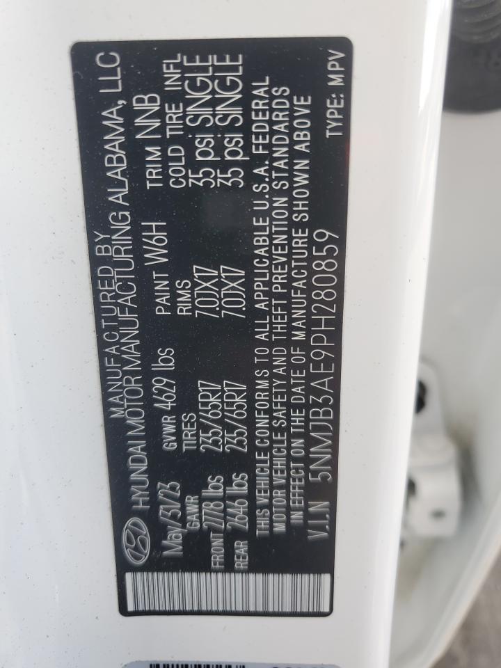 2023 HYUNDAI TUCSON SEL VIN:5NMJB3AE9PH280859