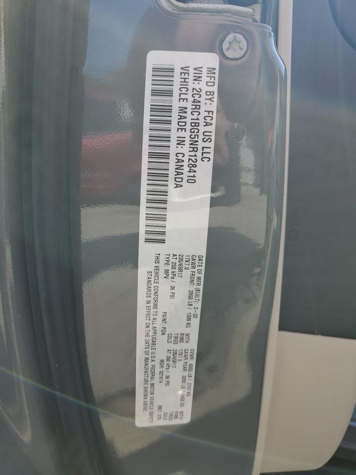 2022 CHRYSLER PACIFICA TOURING L VIN:2C4RC1BG5NR128410