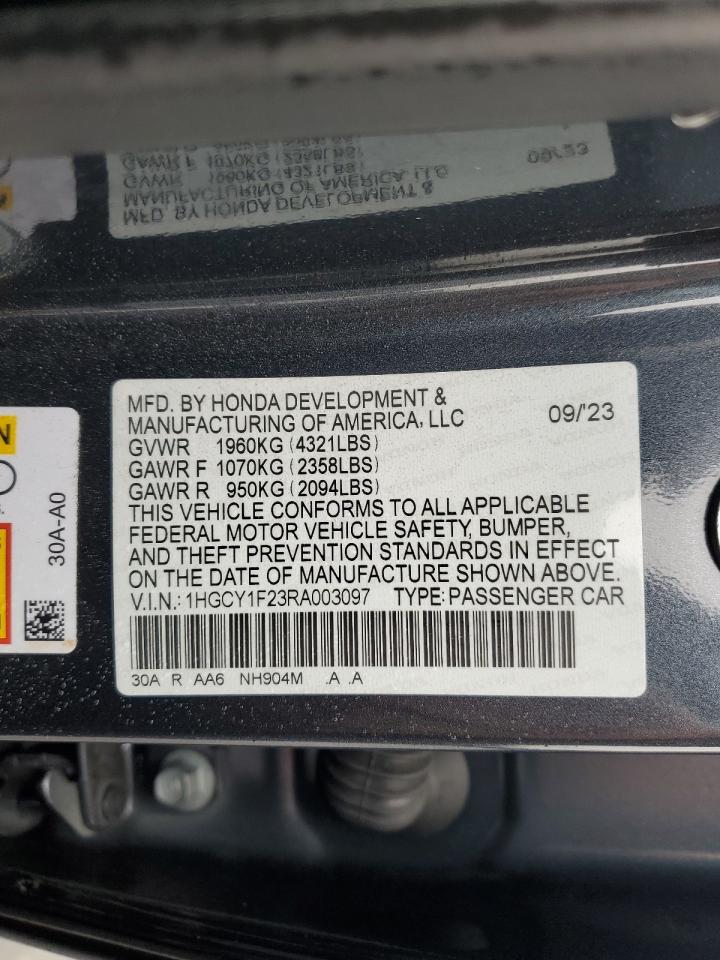2024 HONDA ACCORD LX VIN:1HGCY1F23RA003097