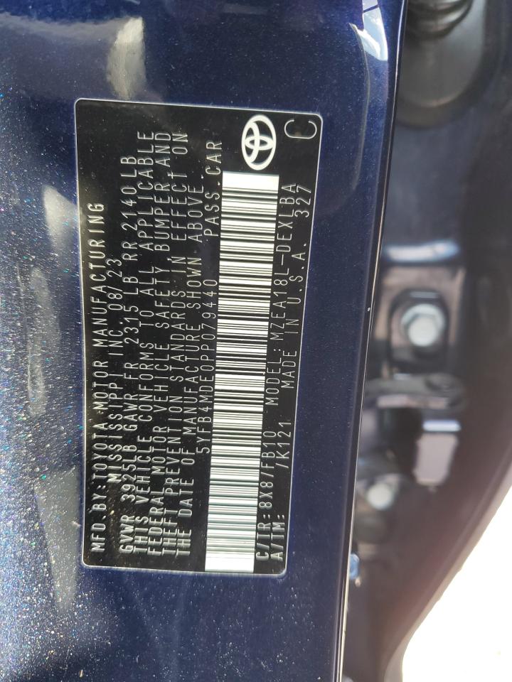 2023 TOYOTA COROLLA LE VIN:5YFB4MDE0PP079440