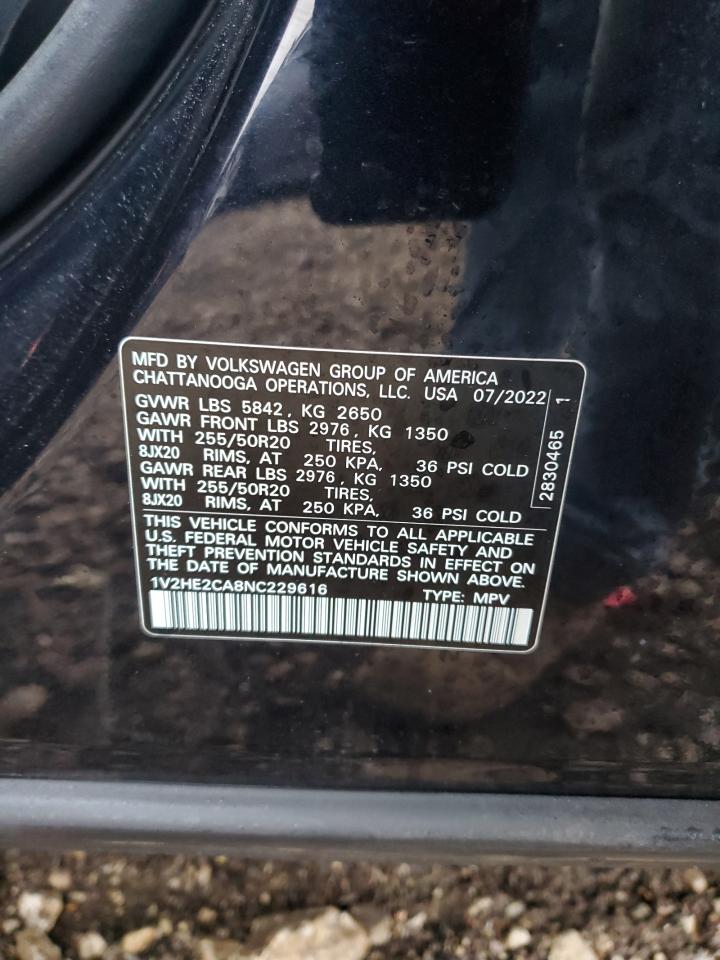 2022 VOLKSWAGEN ATLAS CROSS SPORT SE VIN:1V2HE2CA8NC229616
