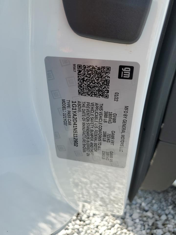 2022 CHEVROLET CORVETTE STINGRAY 1LT VIN:1G1YA2D41N5112902