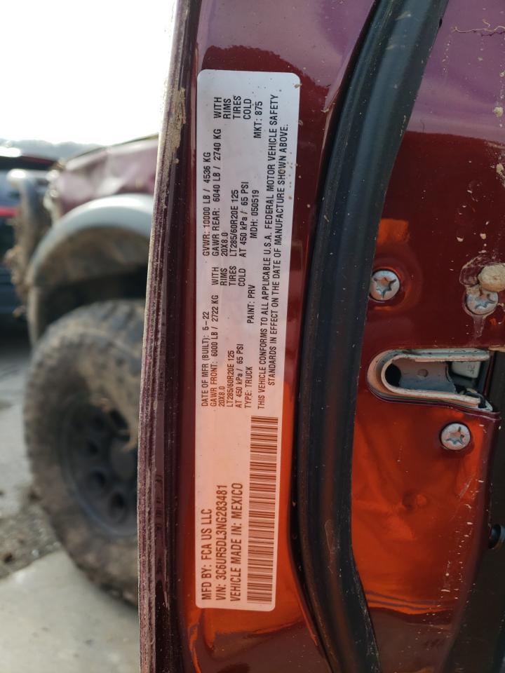 2022 RAM 2500 BIG HORN/LONE STAR VIN:3C6UR5DL3NG283481