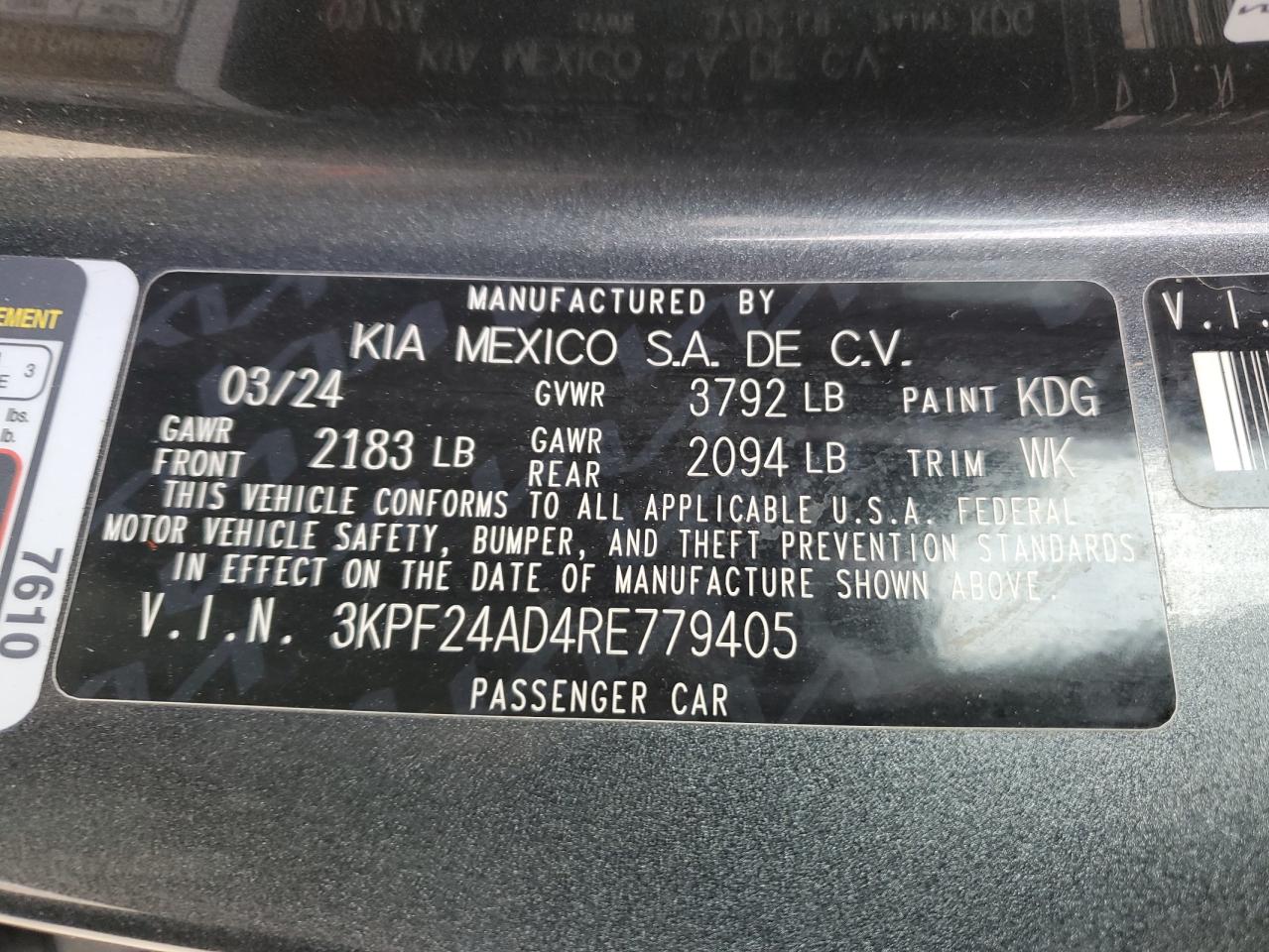 2024 KIA FORTE LX VIN:3KPF24AD4RE779405
