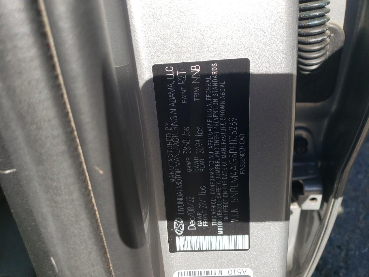 2023 HYUNDAI ELANTRA SEL VIN:5NPLM4AG8PH105239