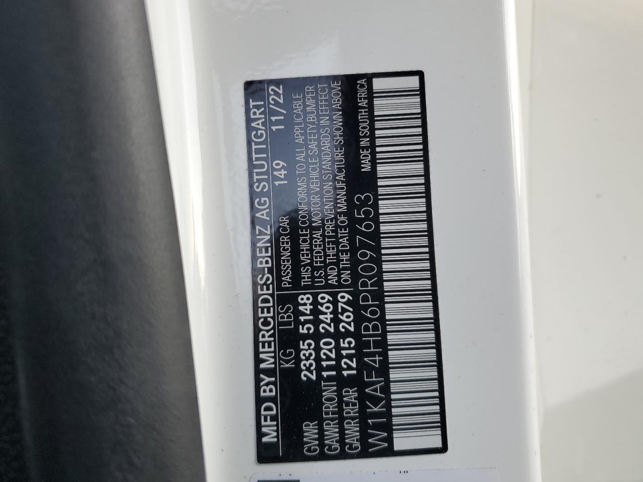 2023 MERCEDES-BENZ C 300 4MATIC VIN:W1KAF4HB6PR097653