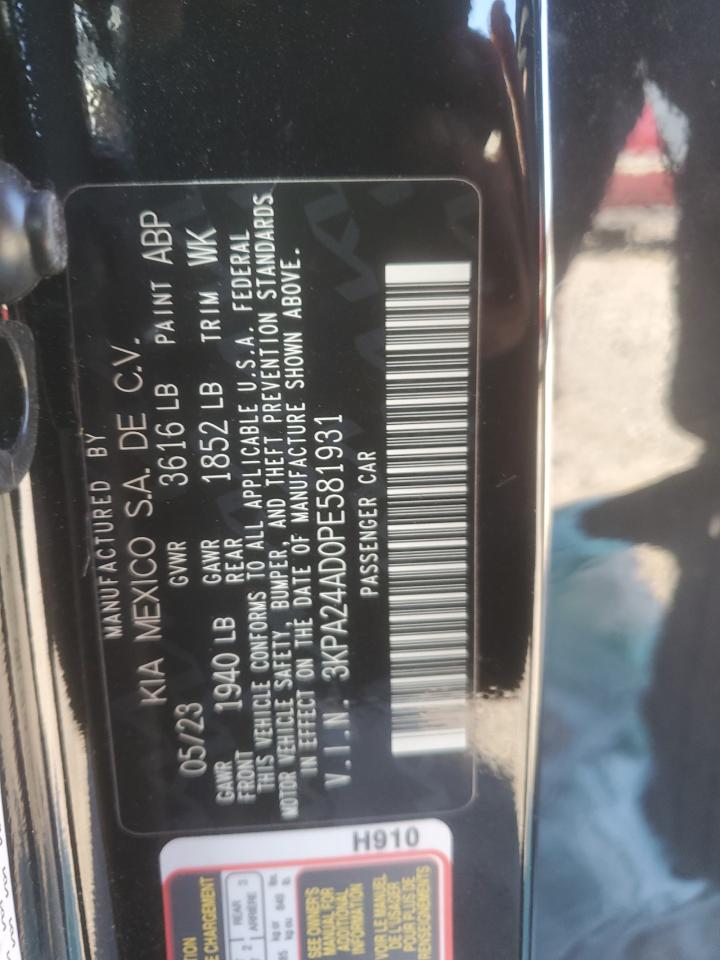 2023 KIA RIO LX VIN:3KPA24AD0PE581931