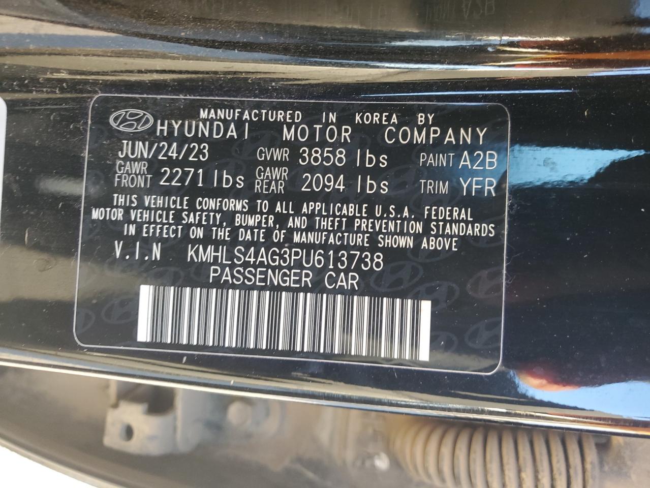 2023 HYUNDAI ELANTRA SEL VIN:KMHLS4AG3PU613738