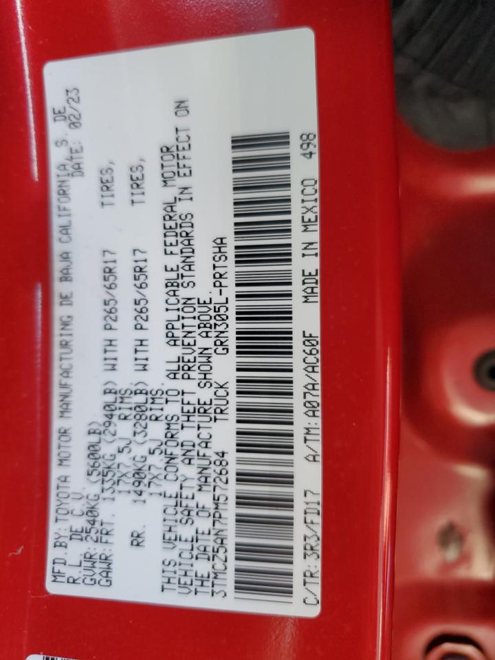2023 TOYOTA TACOMA DOUBLE CAB VIN:3TMCZ5AN7PM572684