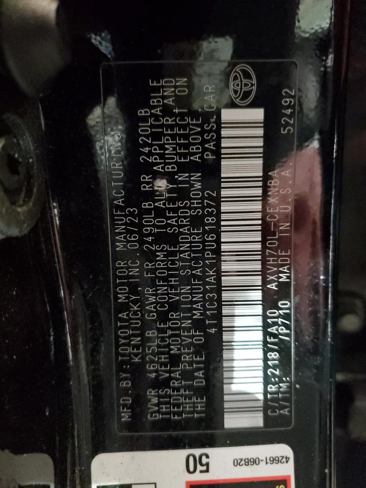 2023 TOYOTA CAMRY LE VIN:4T1C31AK1PU618372