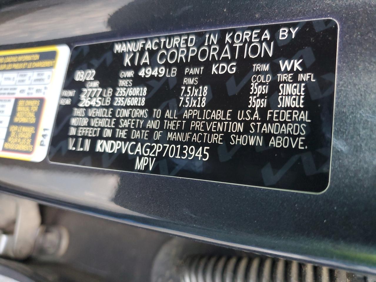 2023 KIA SPORTAGE EX VIN:KNDPVCAG2P7013945