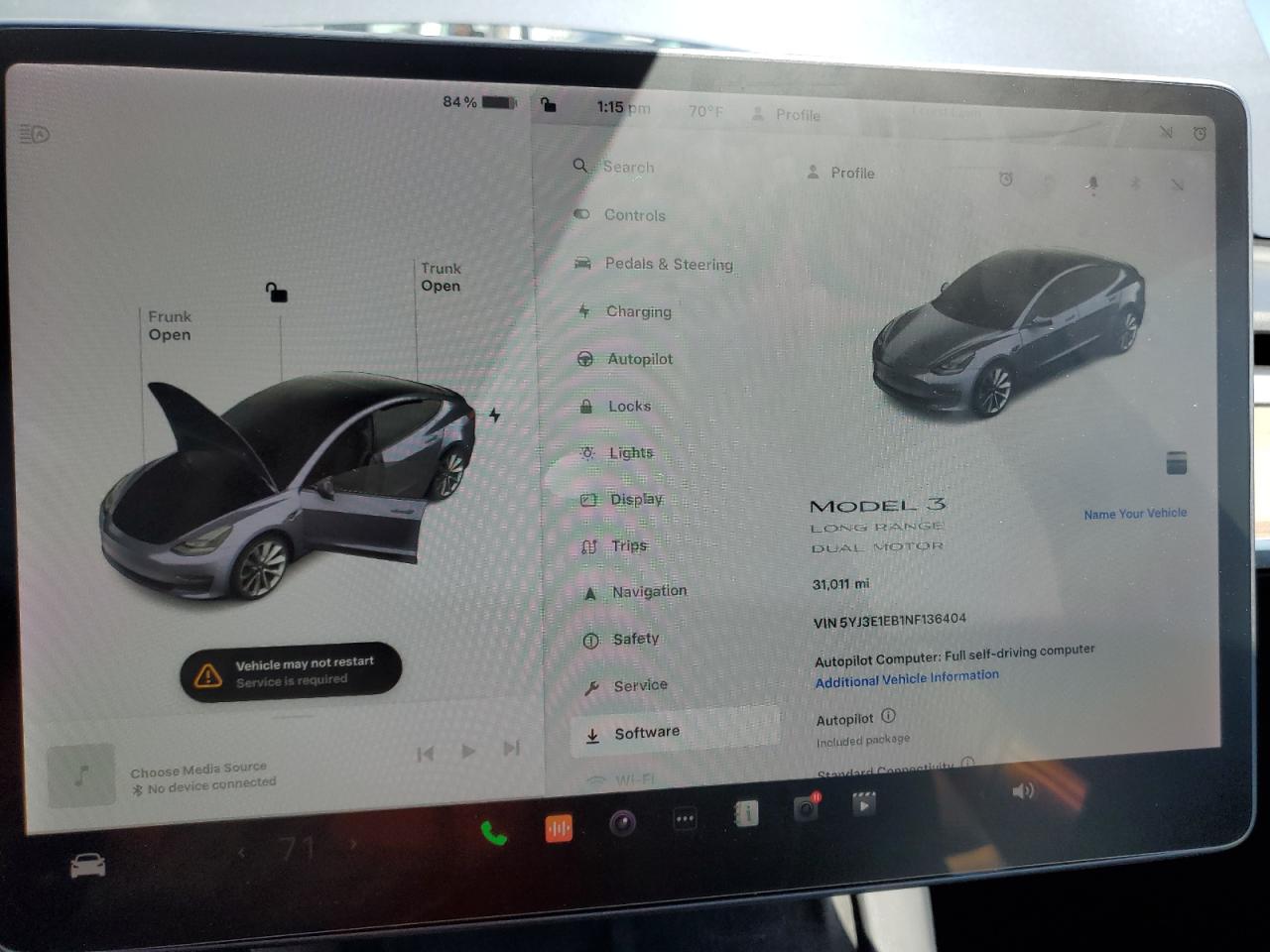 2022 TESLA MODEL 3  VIN:5YJ3E1EB1NF136404