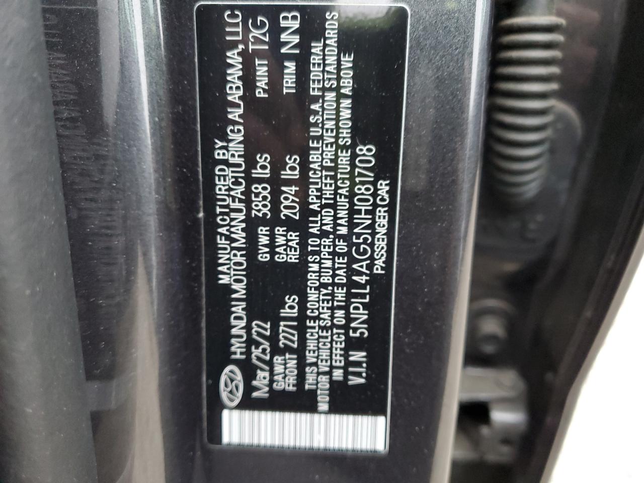 2022 HYUNDAI ELANTRA SE VIN:5NPLL4AG5NH081708