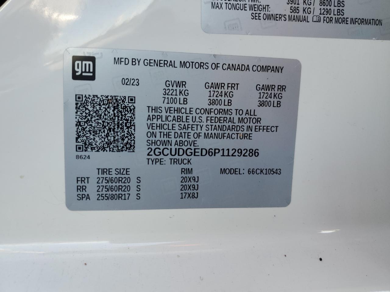 2023 CHEVROLET SILVERADO K1500 LTZ VIN:2GCUDGED6P1129286