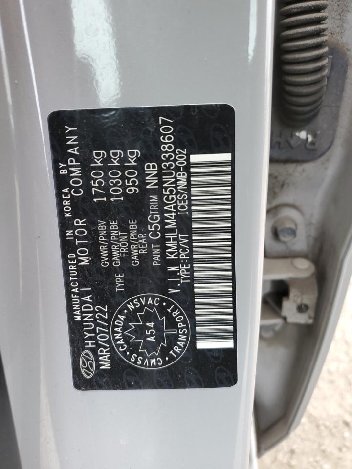 2022 HYUNDAI ELANTRA SEL VIN:KMHLM4AG5NU338607