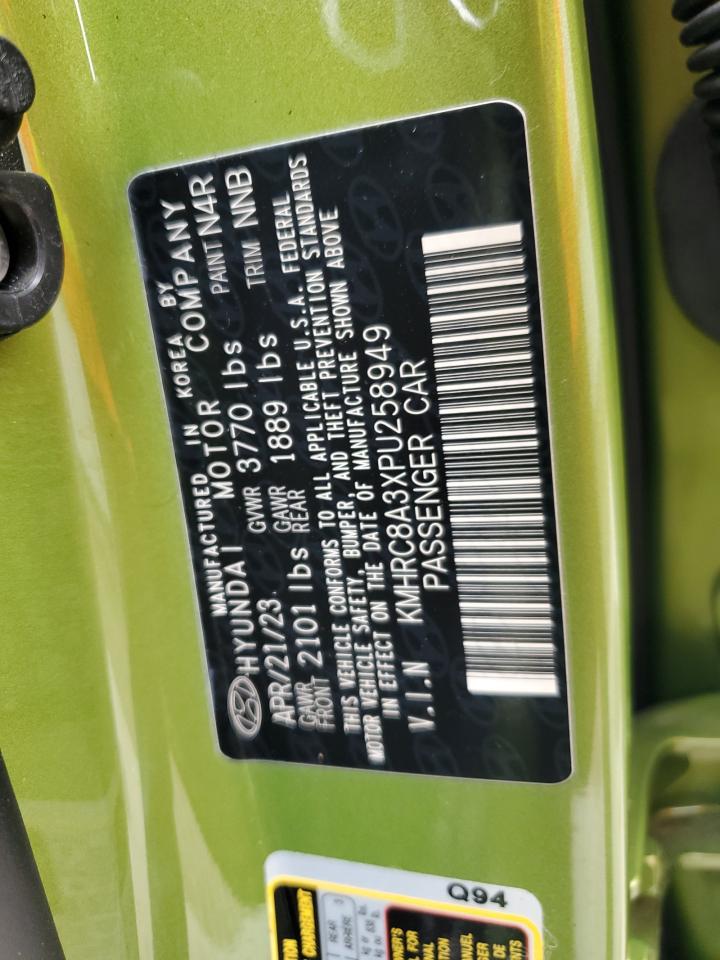 2023 HYUNDAI VENUE SEL VIN:KMHRC8A3XPU258949