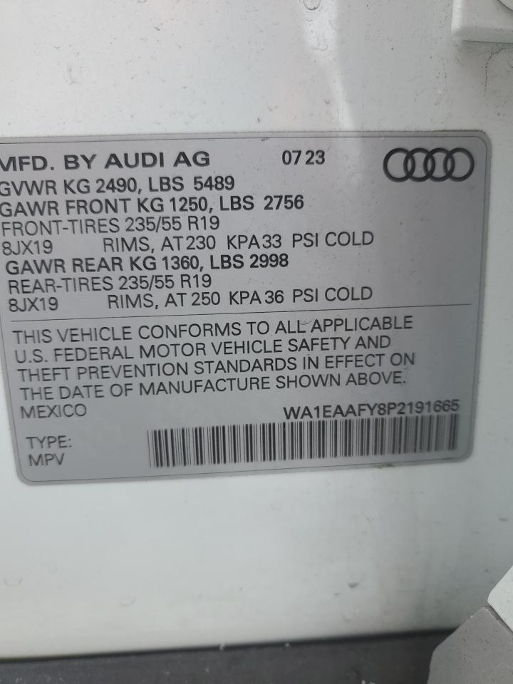2023 AUDI Q5 PREMIUM PLUS 45 VIN:WA1EAAFY8P2191665