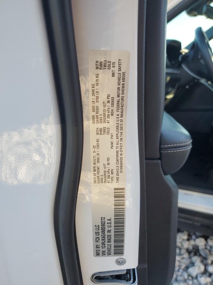 2022 JEEP GRAND CHEROKEE L LAREDO VIN:1C4RJKAG4N8590272