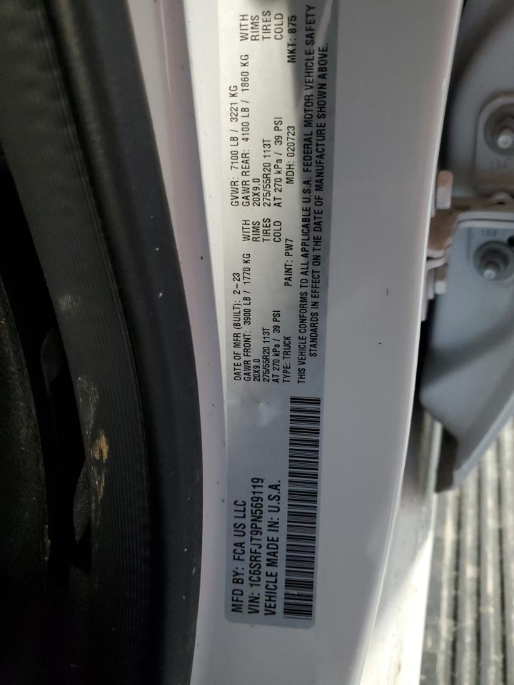 2023 RAM 1500 LARAMIE VIN:1C6SRFJT9PN569119