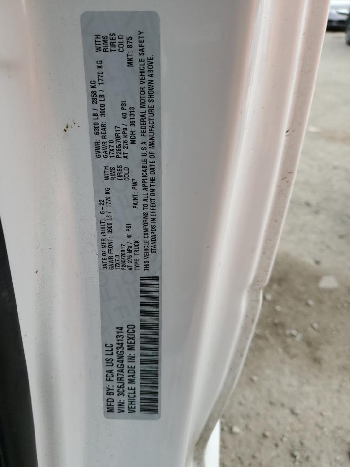 2022 RAM 1500 CLASSIC TRADESMAN VIN:3C6JR7AG4NG341314