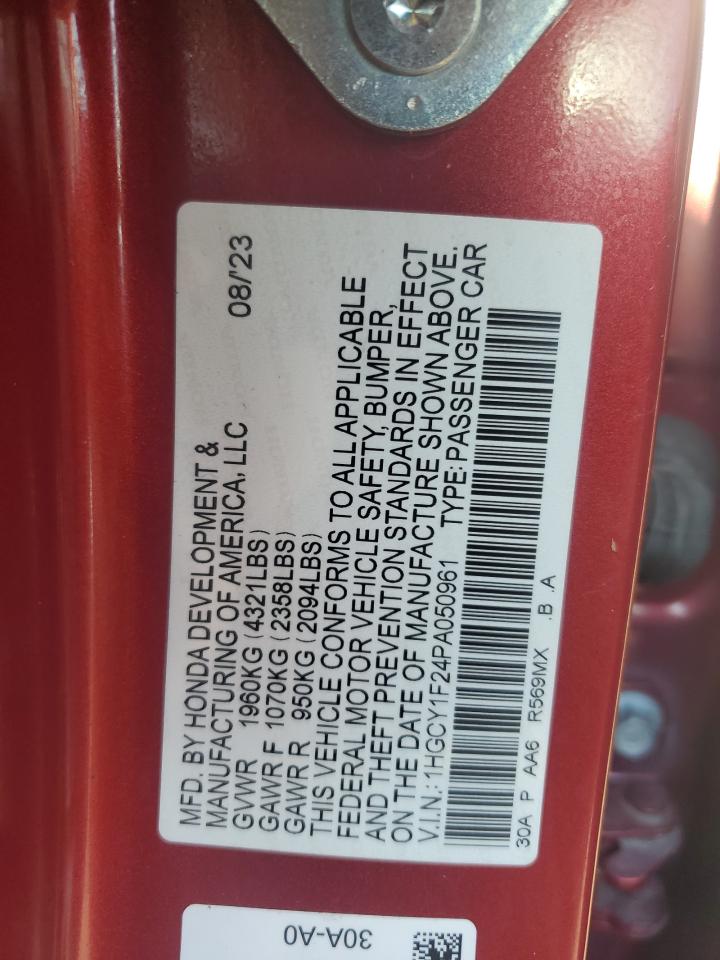 2023 HONDA ACCORD LX VIN:1HGCY1F24PA050961