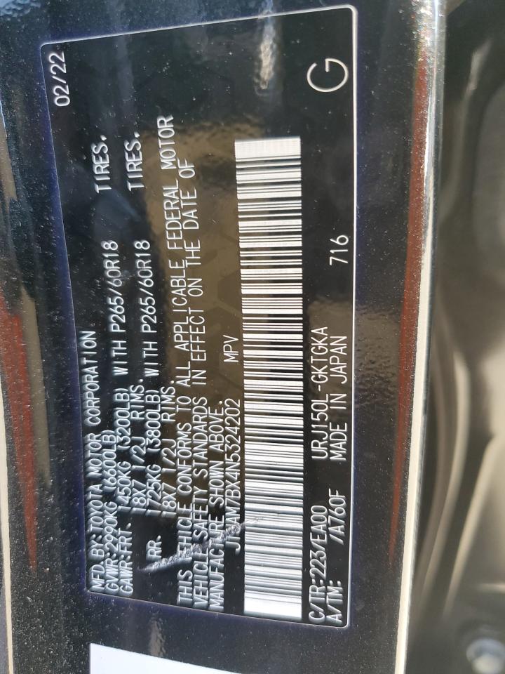 2022 LEXUS GX 460 VIN:JTJAM7BX4N5324202